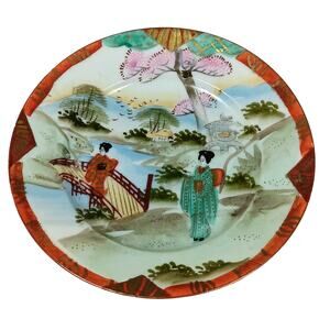 Vintage Japanese Porcelain Hand Painted Figural Saucer Made In Japan